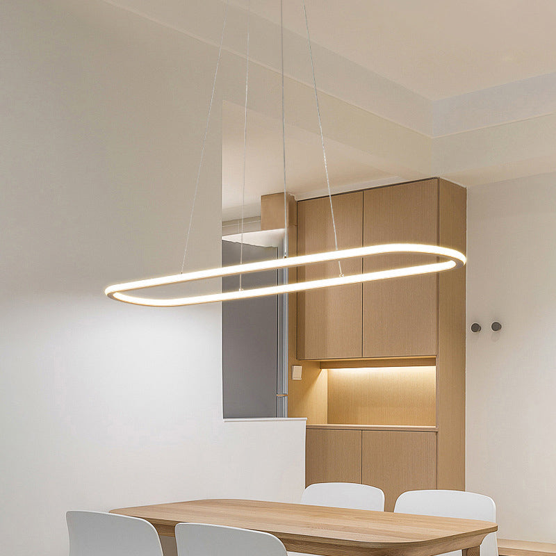 Linear Shape Island Pendant Contemporary Metal 1 Light Pendant Lighting Fixture in White