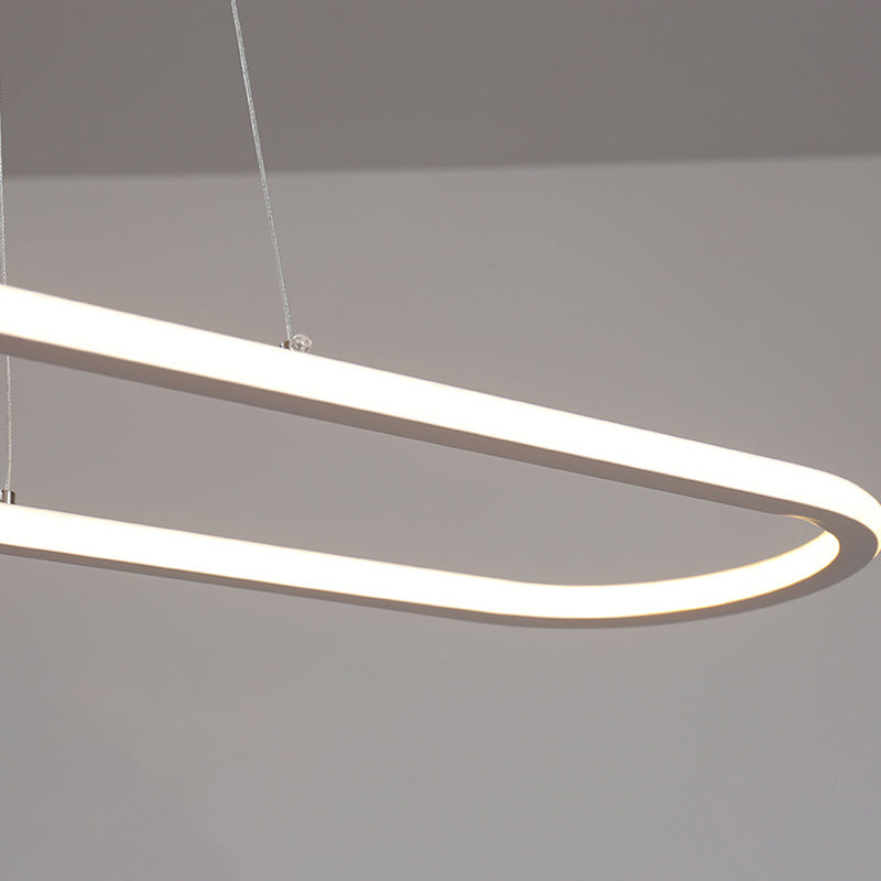 Linear Shape Island Pendant Contemporary Metal 1 Light Pendant Lighting Fixture in White