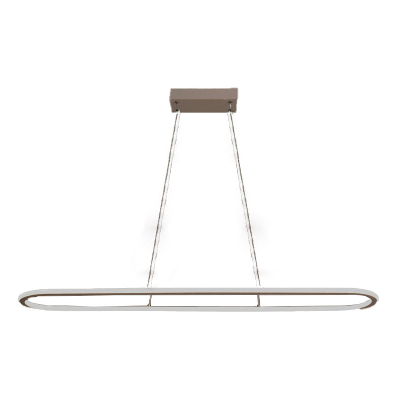Linear Shape Island Pendant Contemporary Metal 1 Light Pendant Lighting Fixture in White