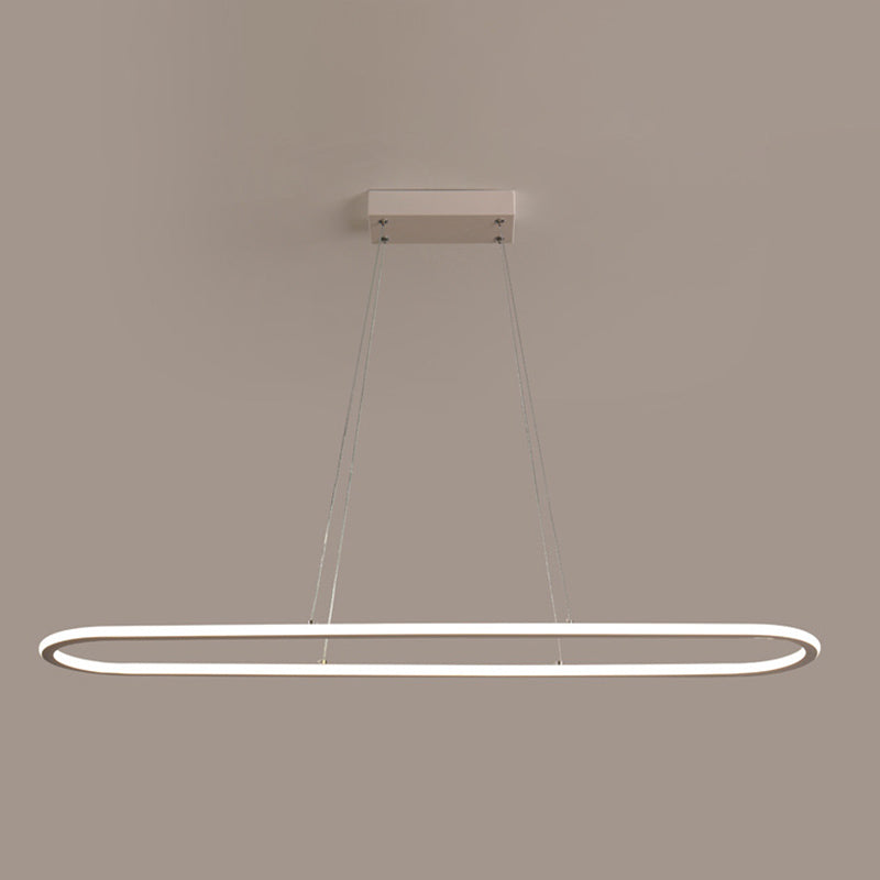 Linear Shape Island Pendant Contemporary Metal 1 Light Pendant Lighting Fixture in White