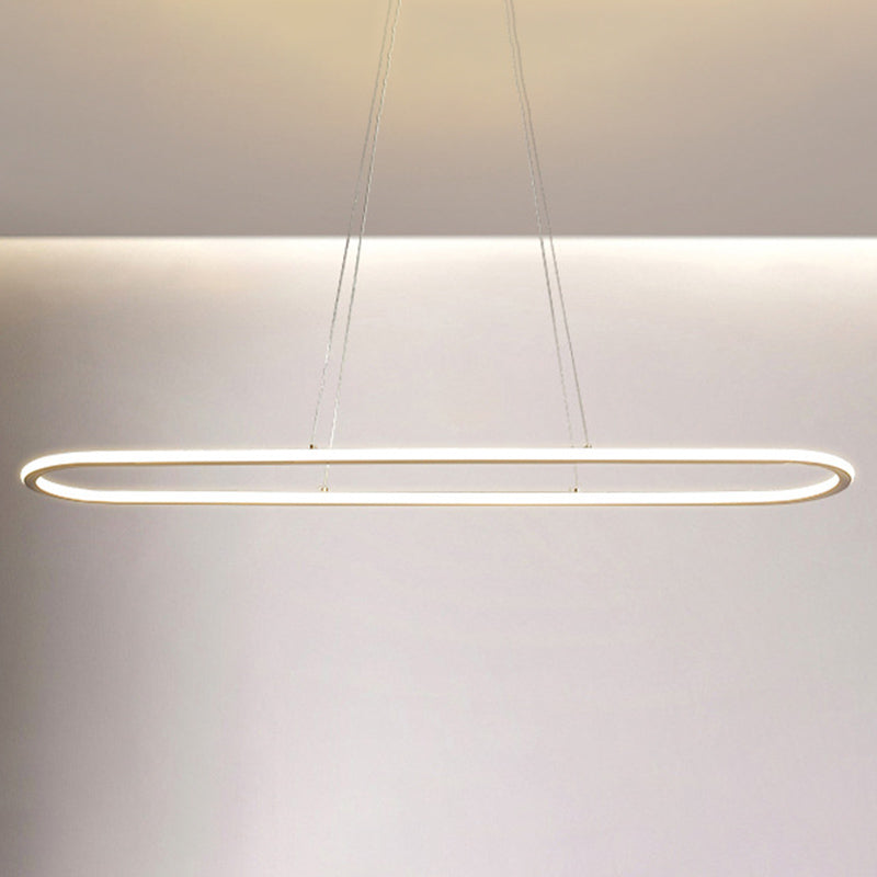 Linear Shape Island Pendant Contemporary Metal 1 Light Pendant Lighting Fixture in White