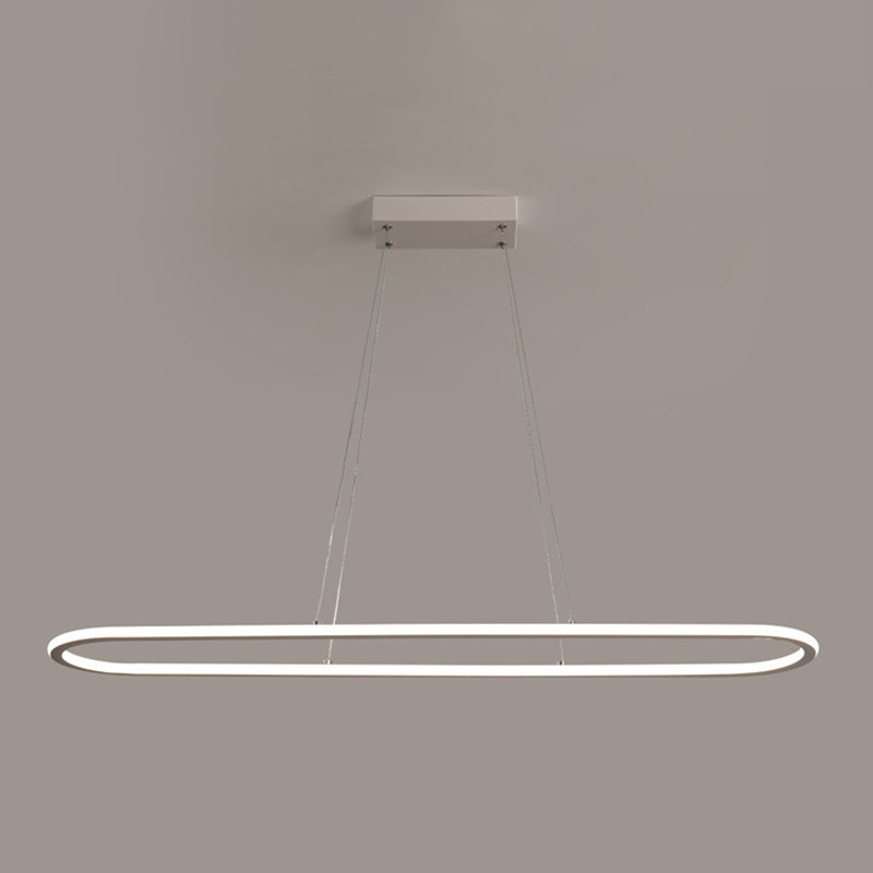 Linear Shape Island Pendant Contemporary Metal 1 Light Pendant Lighting Fixture in White