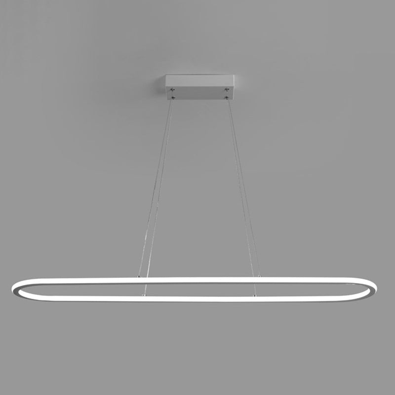 Linear Shape Island Pendant Contemporary Metal 1 Light Pendant Lighting Fixture in White
