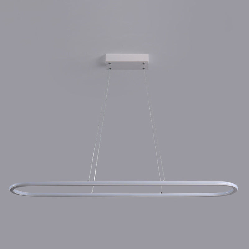 Linear Shape Island Pendant Contemporary Metal 1 Light Pendant Lighting Fixture in White