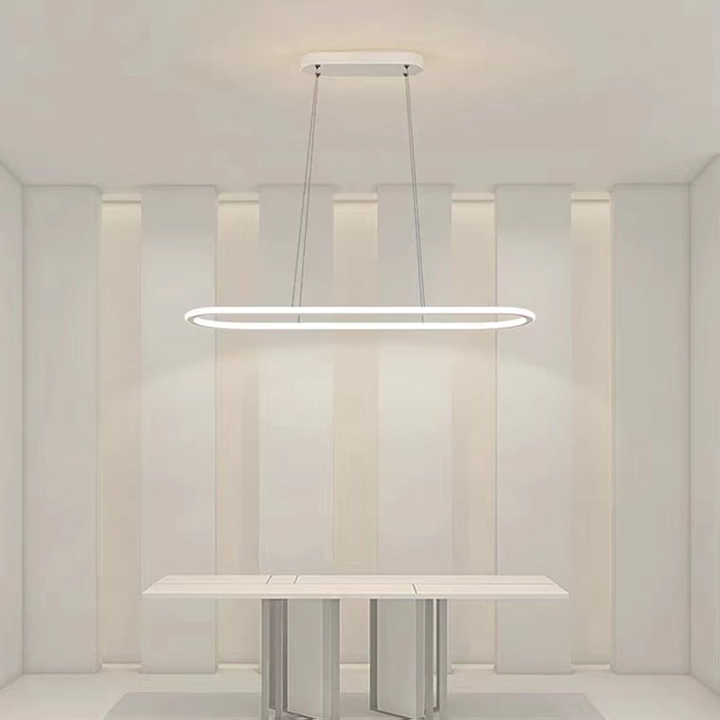 Linear Shape Island Pendant Contemporary Metal 1 Light Pendant Lighting Fixture in White