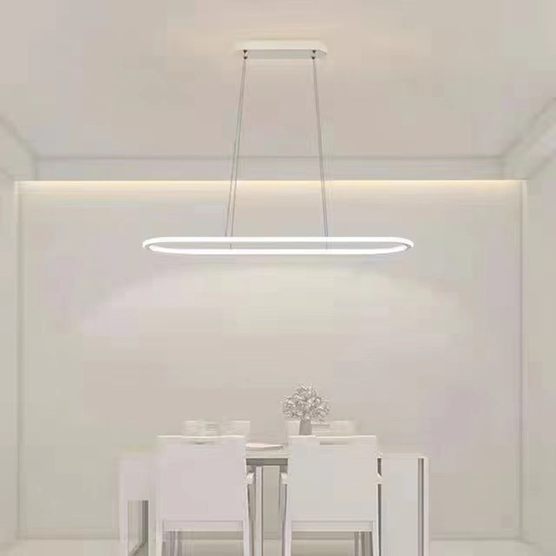 Linear Shape Island Pendant Contemporary Metal 1 Light Pendant Lighting Fixture in White