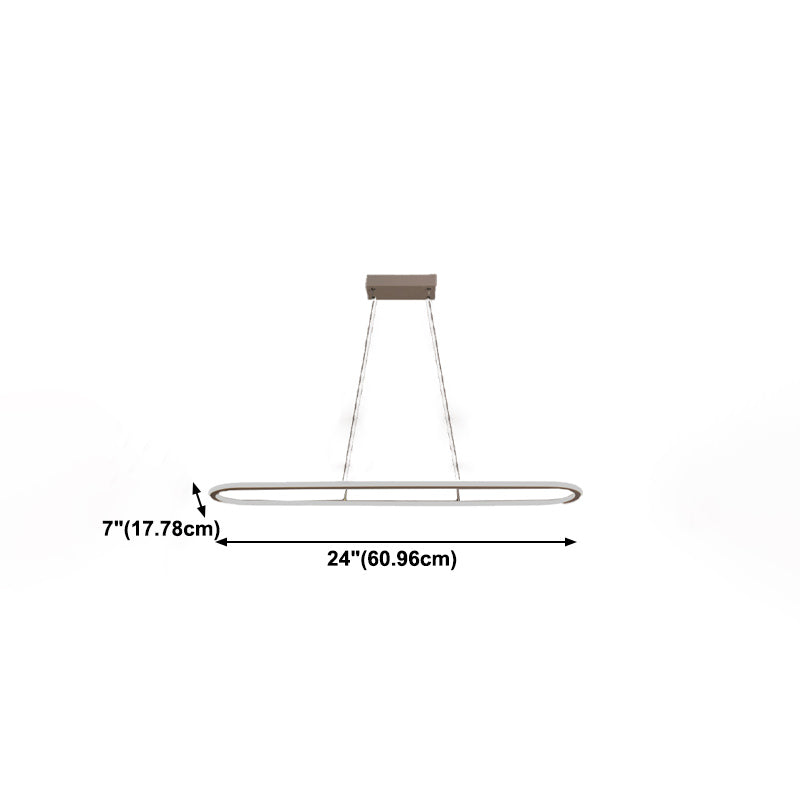 Linear Shape Island Pendant Contemporary Metal 1 Light Pendant Lighting Fixture in White