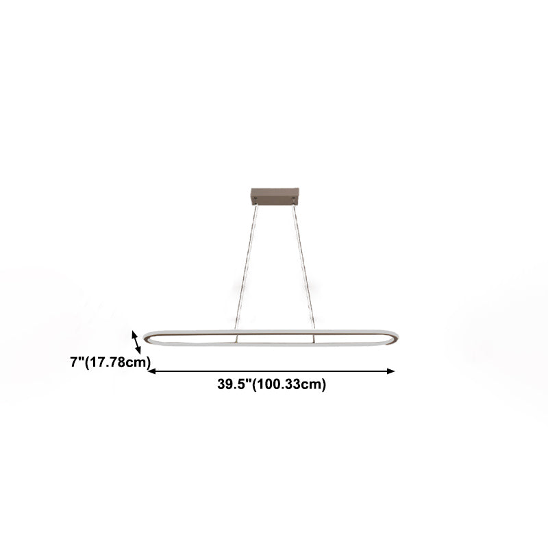 Linear Shape Island Pendant Contemporary Metal 1 Light Pendant Lighting Fixture in White