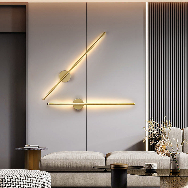 Linear Shape Metal Wall Light Modern Style 1 Light Wall Lighting Fixtures in Gold
