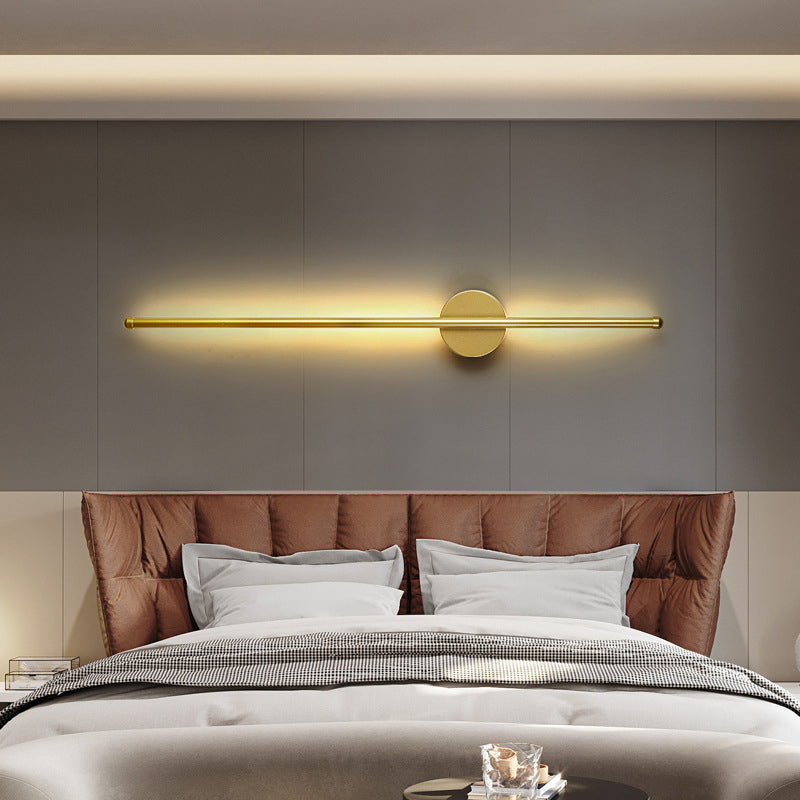 Linear Shape Metal Wall Light Modern Style 1 Light Wall Lighting Fixtures in Gold
