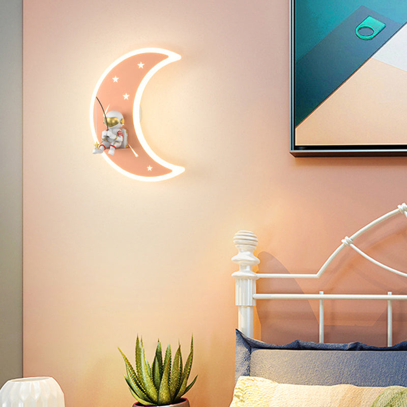 Moon Shape Wall Mount Light Children LED Wall Light with Acrylic Shade for Bedroom