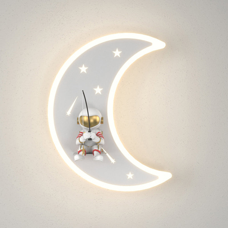 Moon Shape Wall Mount Light Children LED Wall Light with Acrylic Shade for Bedroom