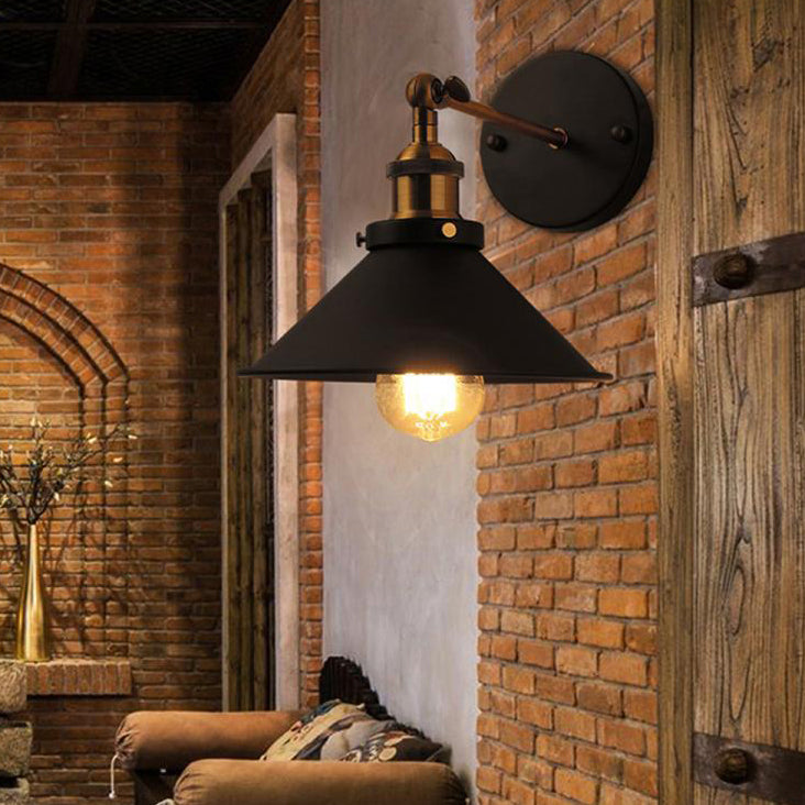 Industrial Style Wall Sconce Metal 1 Light Sconces for Living Room