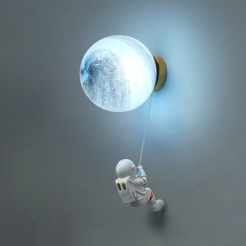 Kids Glass Wall Lamp Astronaut Wall Sconce Lighting for Nursery Room