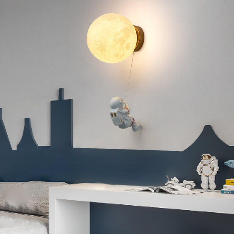 Kids Glass Wall Lamp Astronaut Wall Sconce Lighting for Nursery Room