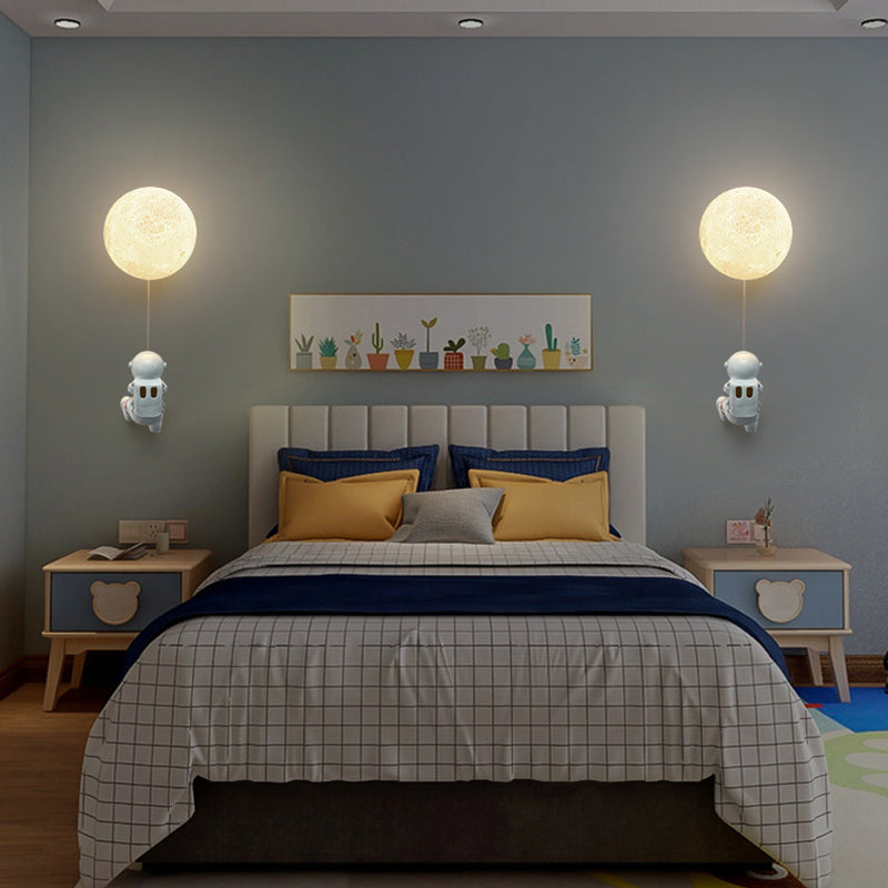 Kids Glass Wall Lamp Astronaut Wall Sconce Lighting for Nursery Room