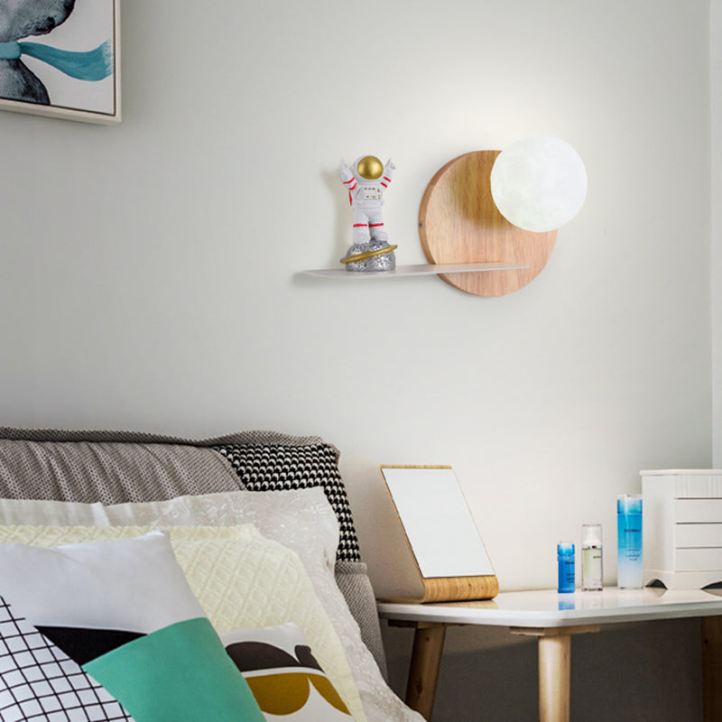 Modern Metal Wall Sconce Ball Shape Wall Light with PLA Shade for Bedroom