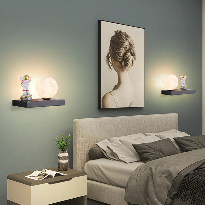 Modern Metal Wall Sconce Ball Shape Wall Light with PLA Shade for Bedroom