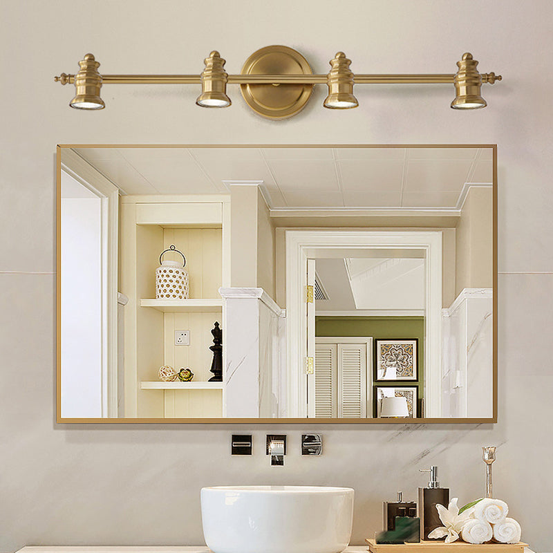 Metal Unique Shape Mirror Wall Light Modern Multi Lights Mirror Wall Mount in Brass