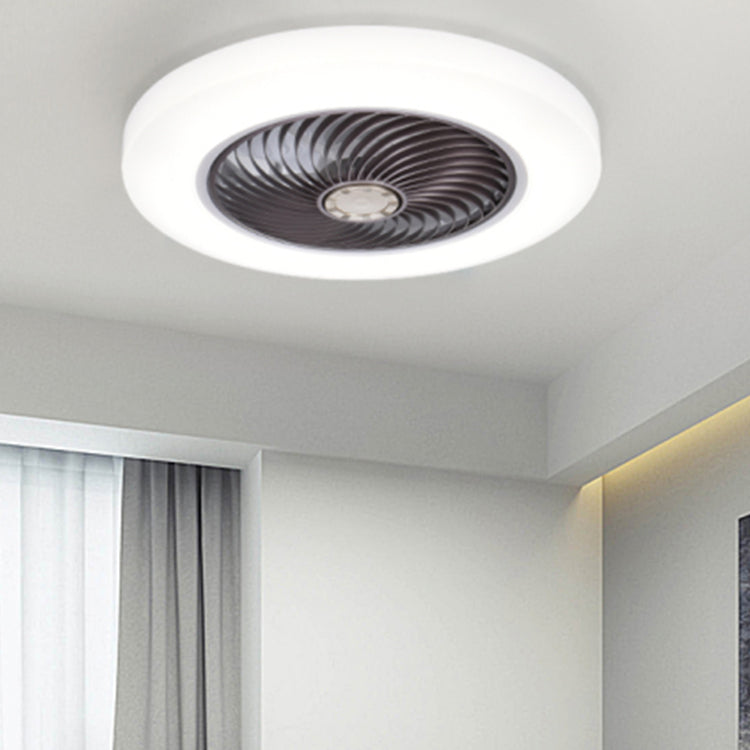 Metal Round Fan Ceiling Lighting Modern Style 1-Light Flush Mount Lamp