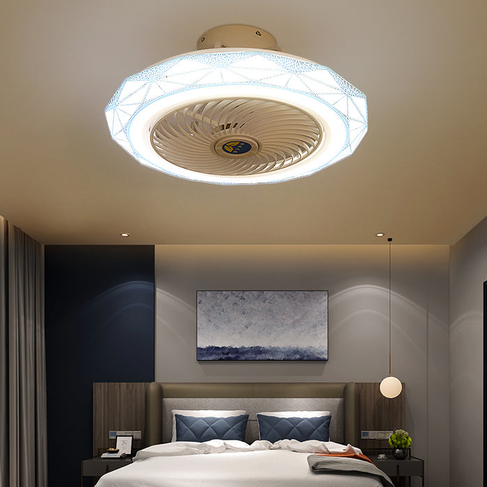 Metal Round Fan Ceiling Lighting Modern Style 1-Light Flush Mount Lamp