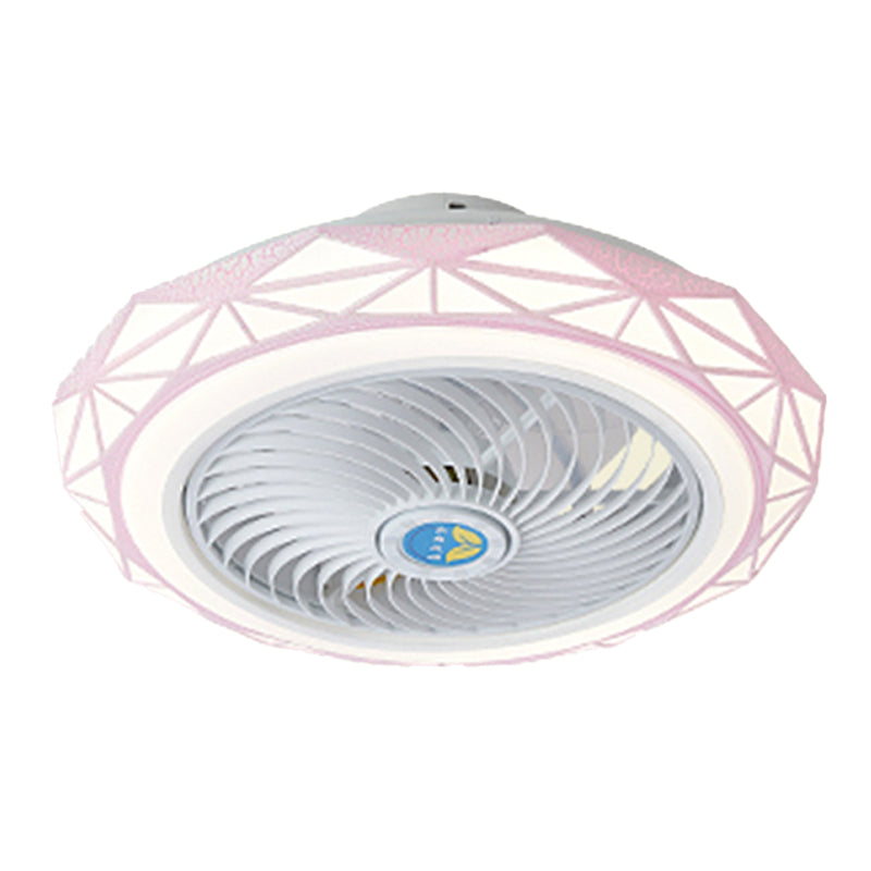 Metal Round Fan Ceiling Lighting Modern Style 1-Light Flush Mount Lamp