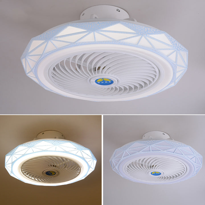 Metal Round Fan Ceiling Lighting Modern Style 1-Light Flush Mount Lamp