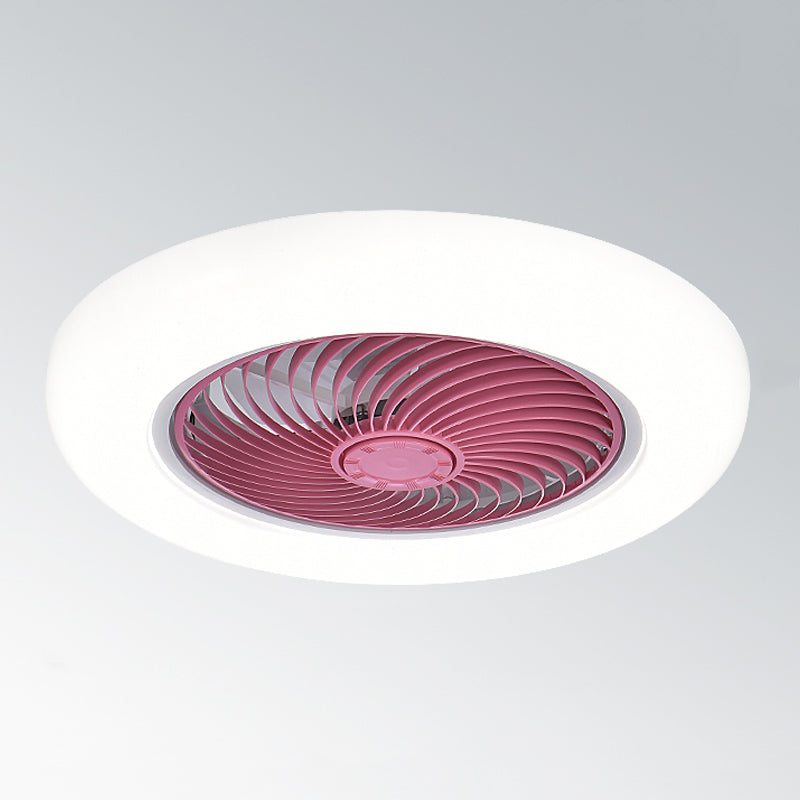 Metal Round Fan Ceiling Lighting Modern Style 1-Light Flush Mount Lamp