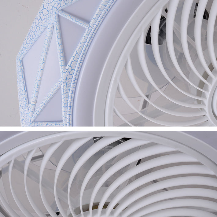 Metal Round Fan Ceiling Lighting Modern Style 1-Light Flush Mount Lamp