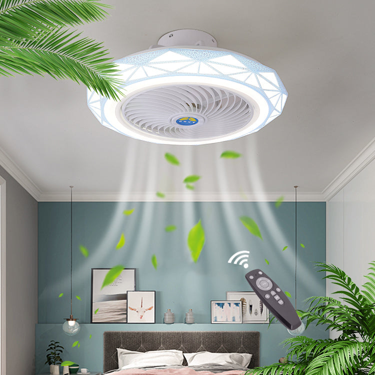 Metal Round Fan Ceiling Lighting Modern Style 1-Light Flush Mount Lamp