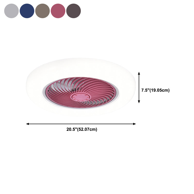 Metal Round Fan Ceiling Lighting Modern Style 1-Light Flush Mount Lamp