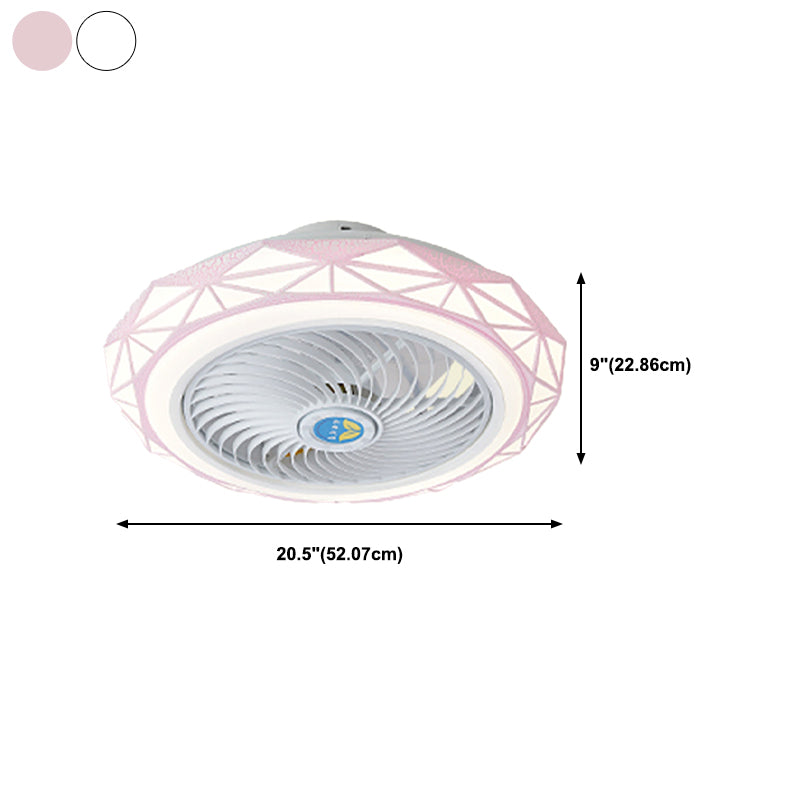 Metal Round Fan Ceiling Lighting Modern Style 1-Light Flush Mount Lamp
