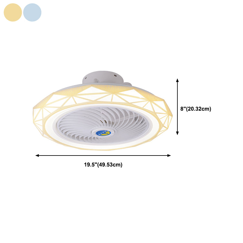 Metal Round Fan Ceiling Lighting Modern Style 1-Light Flush Mount Lamp