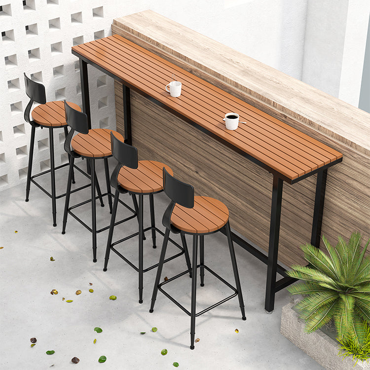 Wood Top Bar Dining Table Industrial Bar Dining Table with Trestle Base