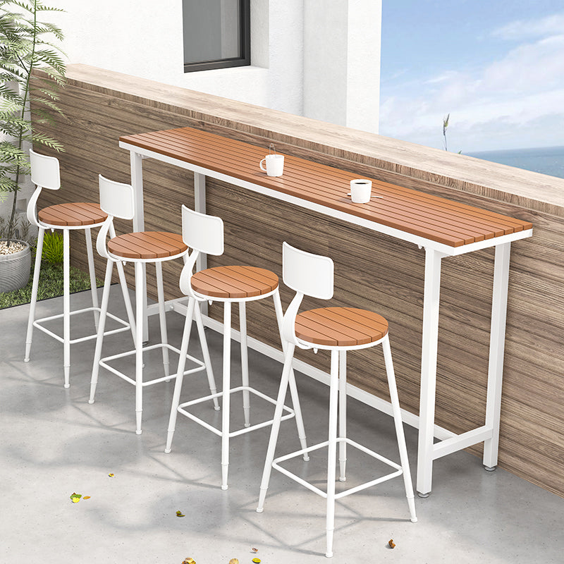 Wood Top Bar Dining Table Industrial Bar Dining Table with Trestle Base