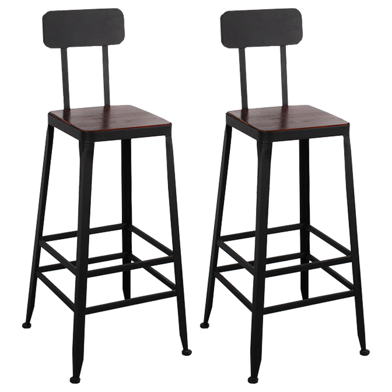 Dining Room Industrial Style Wood Barstool Iron 4 Legs Bar Stool with Pedal