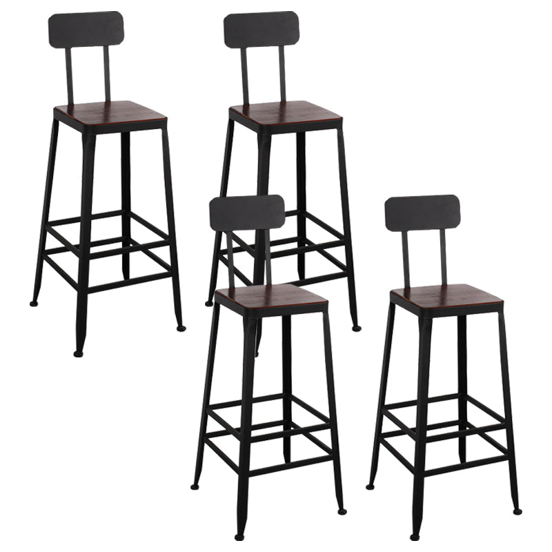 Dining Room Industrial Style Wood Barstool Iron 4 Legs Bar Stool with Pedal