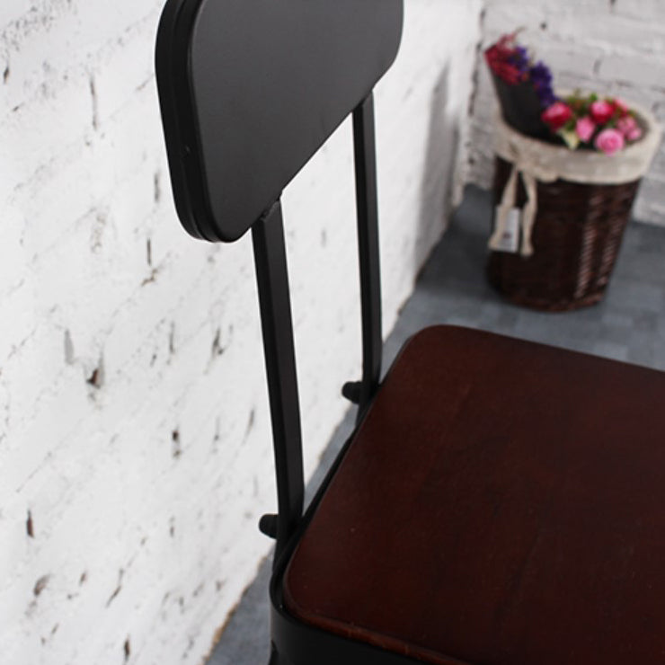 Dining Room Industrial Style Wood Barstool Iron 4 Legs Bar Stool with Pedal