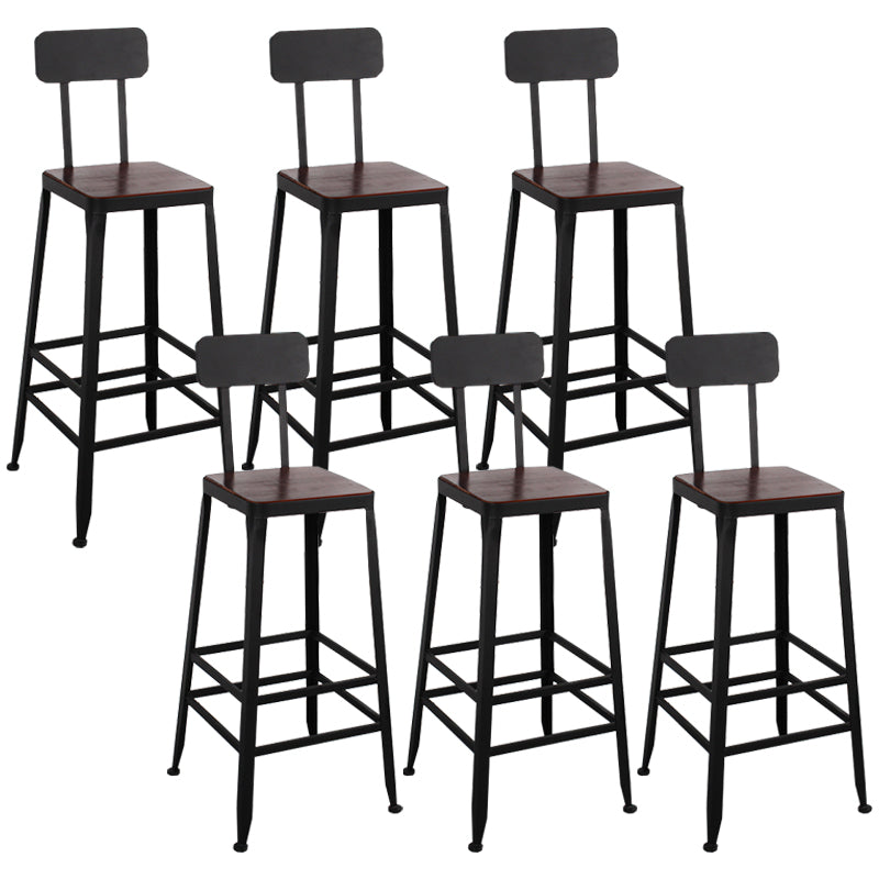 Dining Room Industrial Style Wood Barstool Iron 4 Legs Bar Stool with Pedal