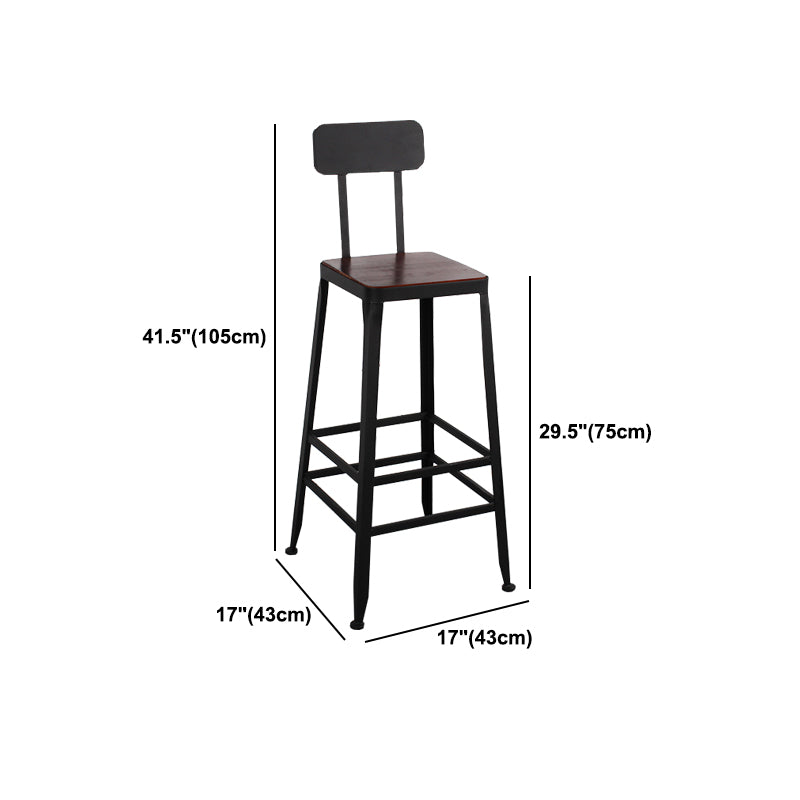 Dining Room Industrial Style Wood Barstool Iron 4 Legs Bar Stool with Pedal