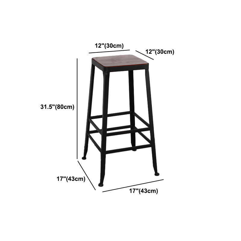 Dining Room Industrial Style Wood Barstool Iron 4 Legs Bar Stool with Pedal