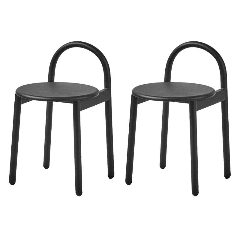 Modern Circular Wood Top Barstool Metal 4 Legs Bar Stool for Living Room