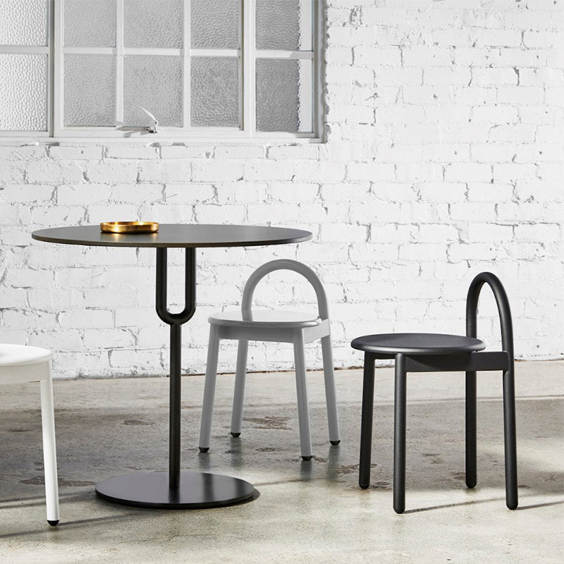 Modern Circular Wood Top Barstool Metal 4 Legs Bar Stool for Living Room