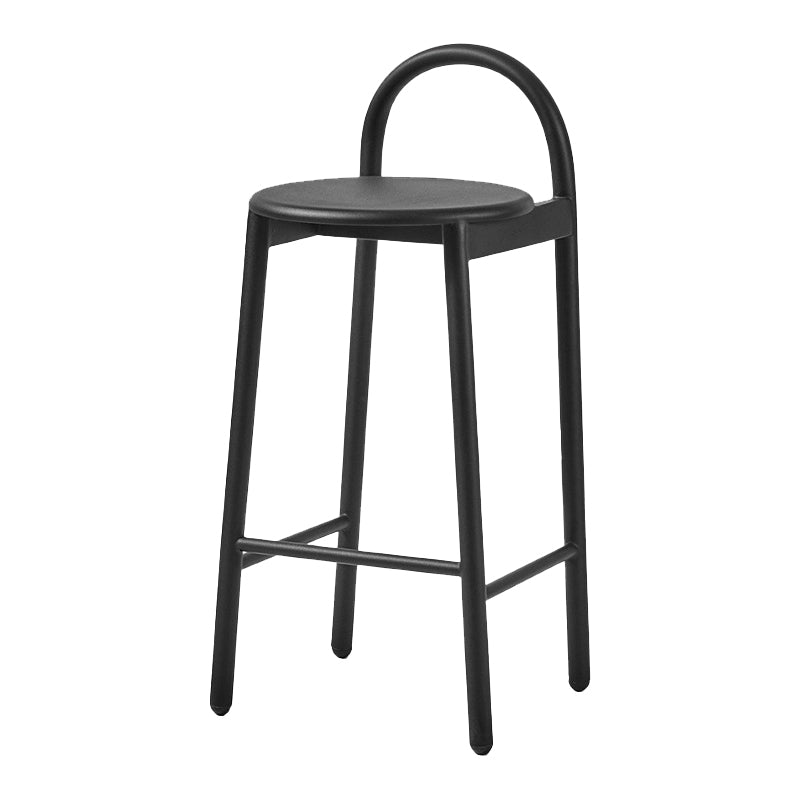 Modern Circular Wood Top Barstool Metal 4 Legs Bar Stool for Living Room