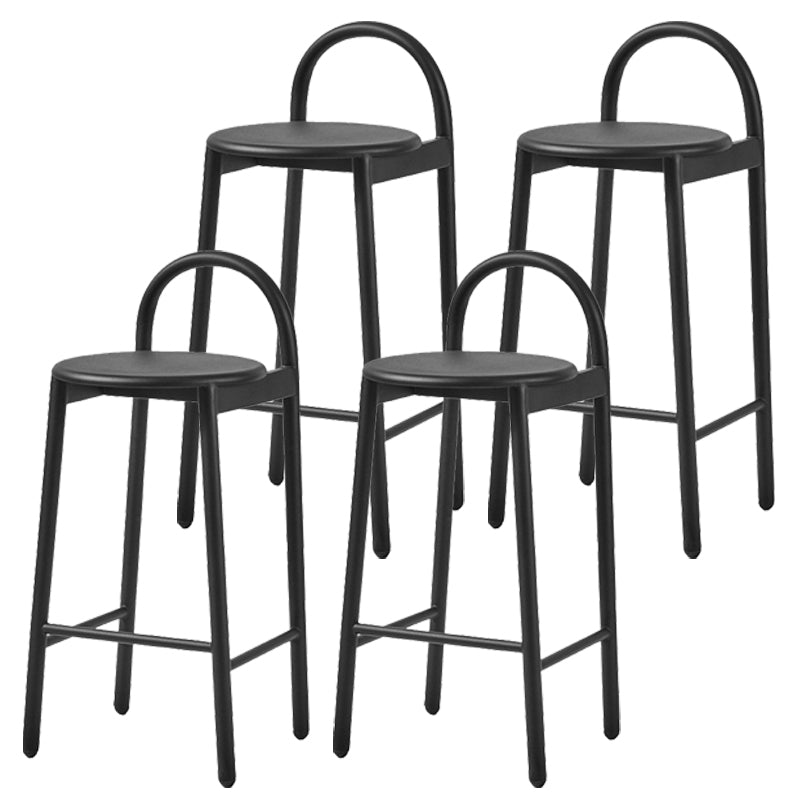 Modern Circular Wood Top Barstool Metal 4 Legs Bar Stool for Living Room