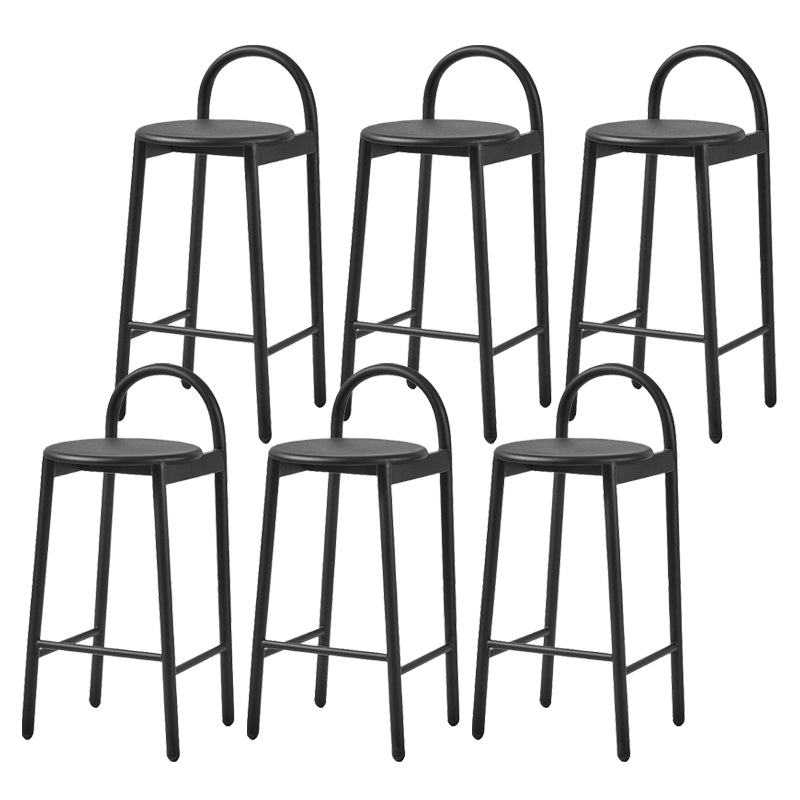 Modern Circular Wood Top Barstool Metal 4 Legs Bar Stool for Living Room