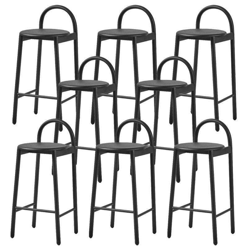 Modern Circular Wood Top Barstool Metal 4 Legs Bar Stool for Living Room