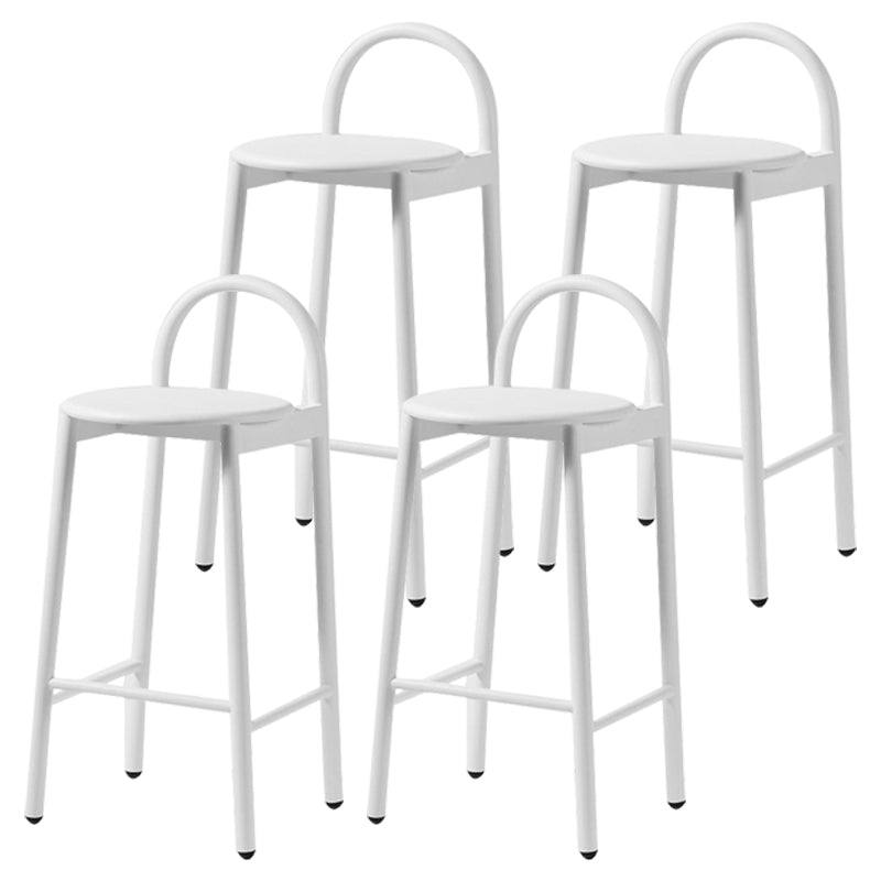 Modern Circular Wood Top Barstool Metal 4 Legs Bar Stool for Living Room