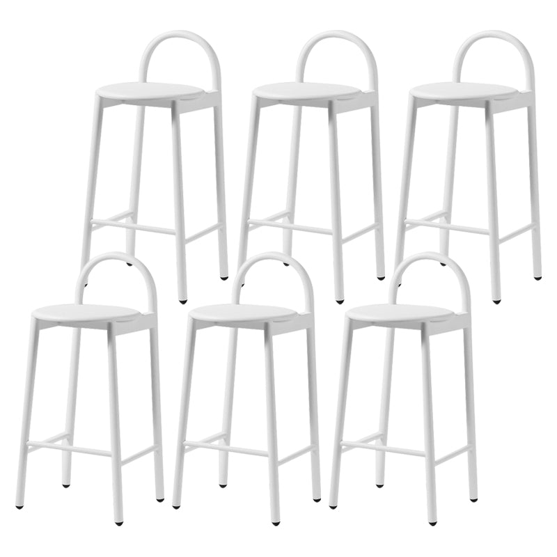 Modern Circular Wood Top Barstool Metal 4 Legs Bar Stool for Living Room