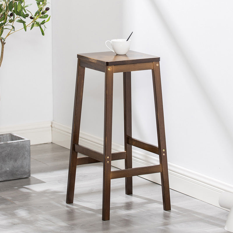 Dining Room Simple Wood Barstool Wood 4 Legs Bar Stool with Pedal